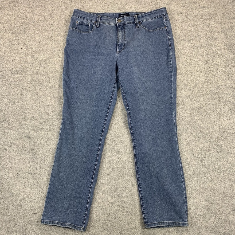 Charter Club Lexington Straight Jeans Size 16 Stretch Medium Wash